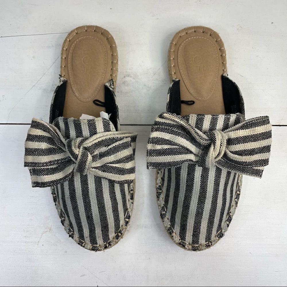LOFT | stripped espadrilles slip-on with front bow detail 7M